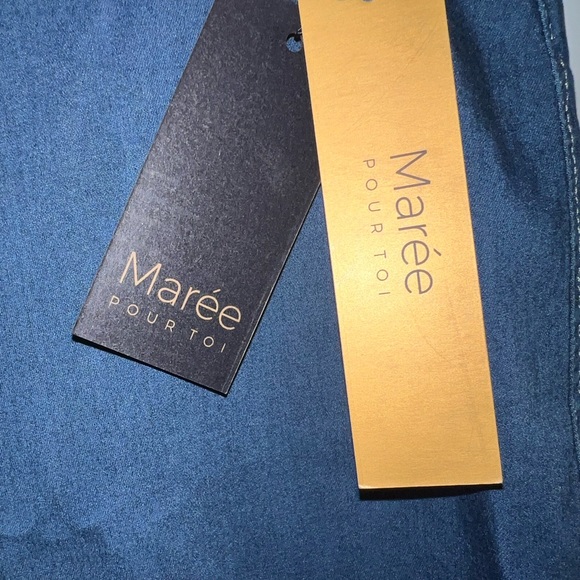 MARÉE POUR TOI | NWT DENIM FRONT SLIT SKIRT - Picture 8 of 11